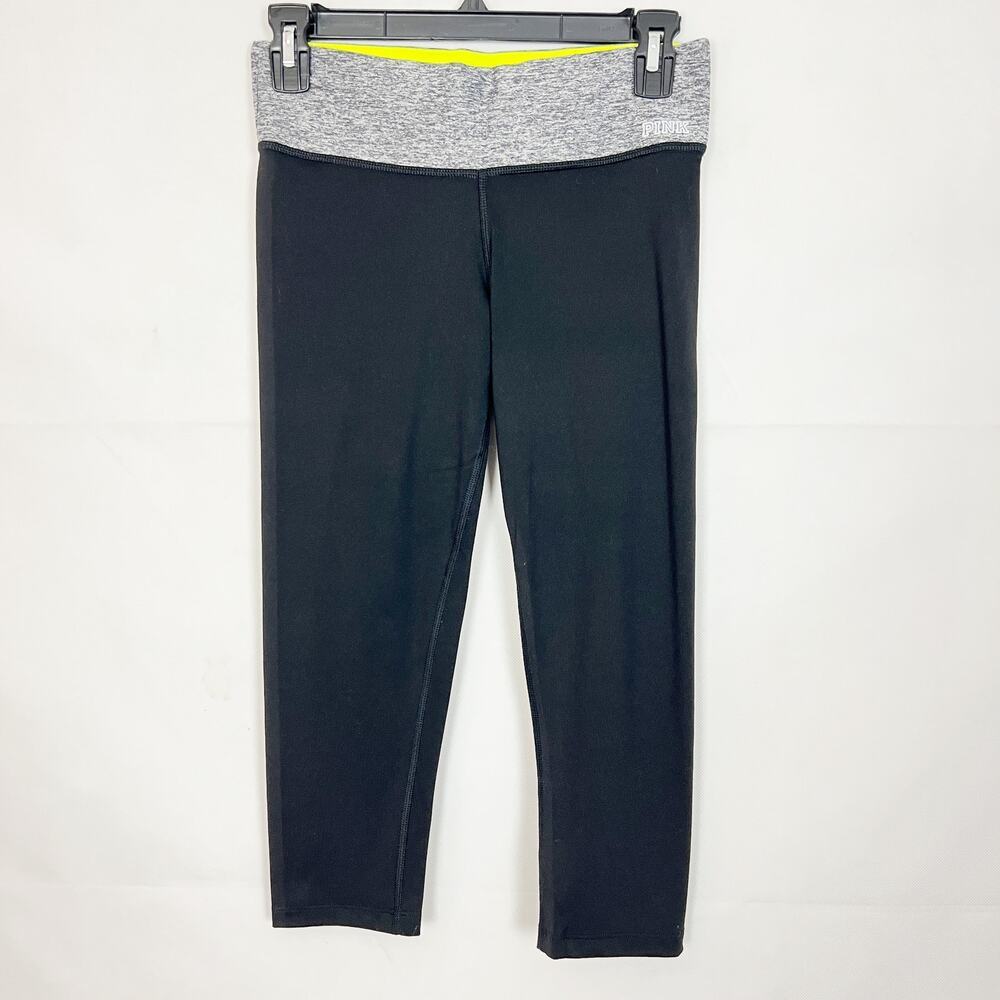 VS Pink Mid-Rise Capri Black Athleisure Leggings Size S